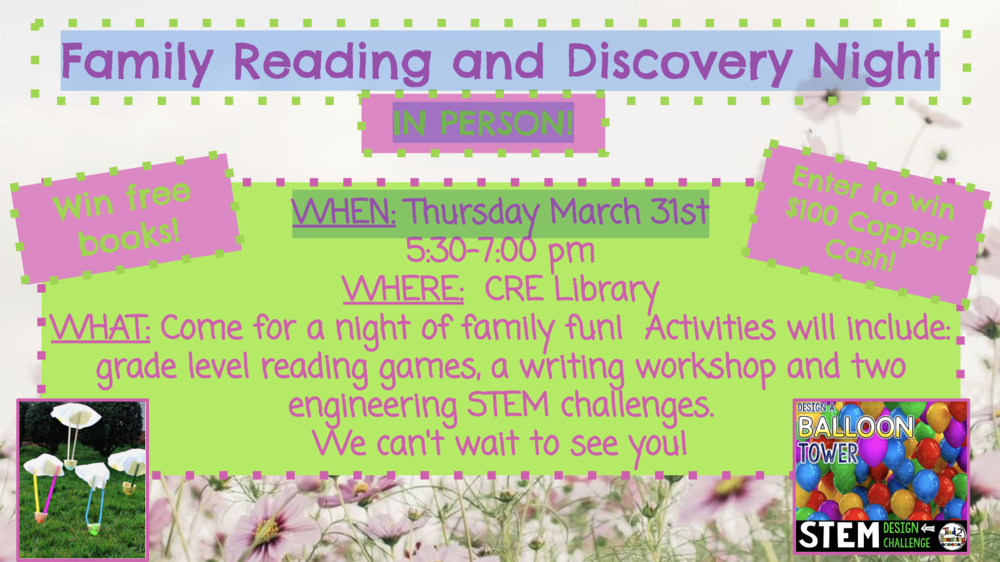 Family Reading and Discovery Night, IN PERSON!