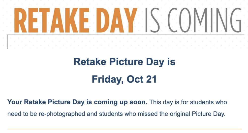 Picture Retake Day is Friday, Oct. 21 