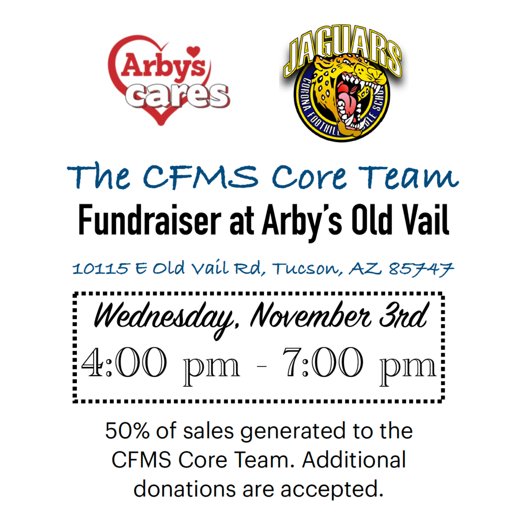 Jaguar night at Arby's! Wednesday November 3. 4pm-7pm