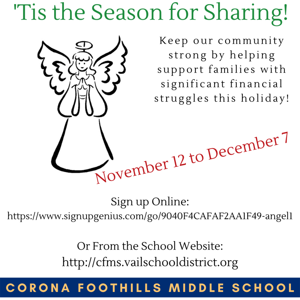 Angel Tree - Support our community. Visit cfms.vailschooldistrict.org for more details!