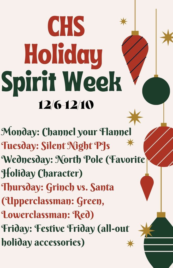CHS Holiday Spirit Week!  