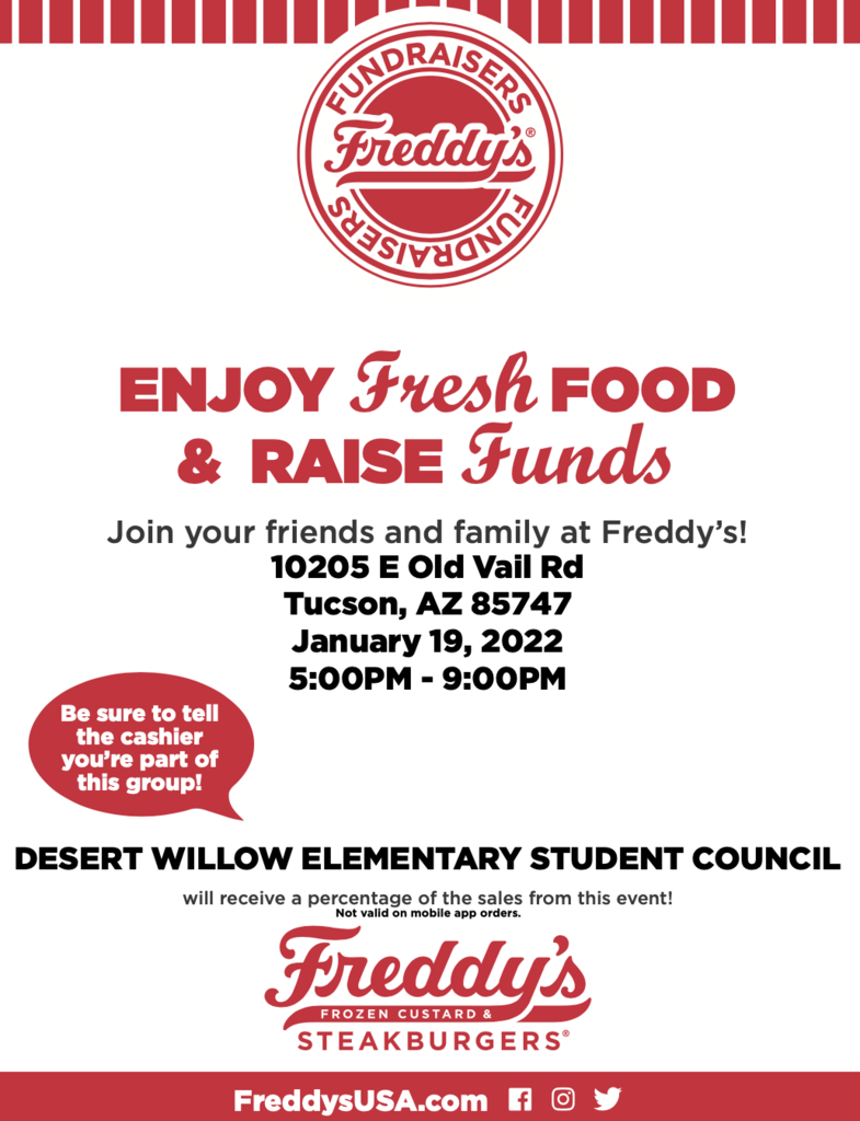 Freddy's  Fundraiser 1/19 Old Vail Rd 5:00PM-9:00PM