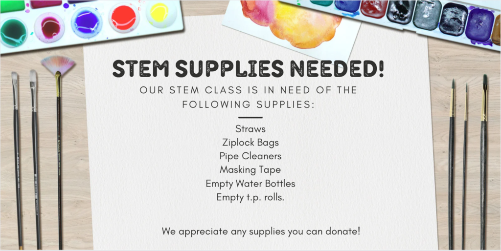 STEM supplies needed