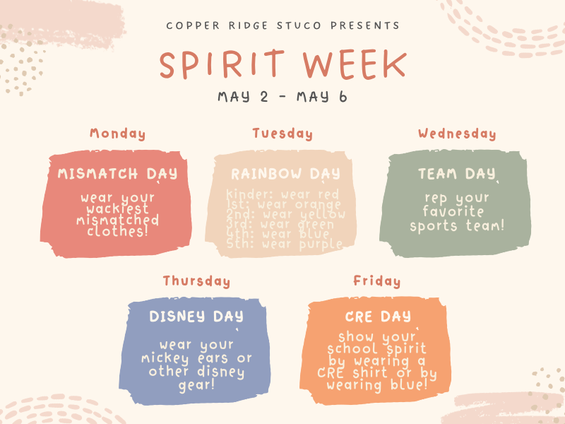 Spirit Week 5/2 - 5/6