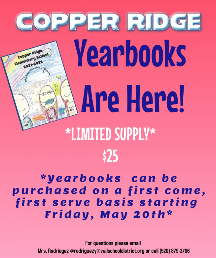 Yearbooks are here!  Limited supply $25 first come first served starting 5/20/22