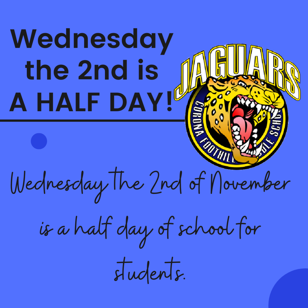 Half Day Wednesday 2 November
