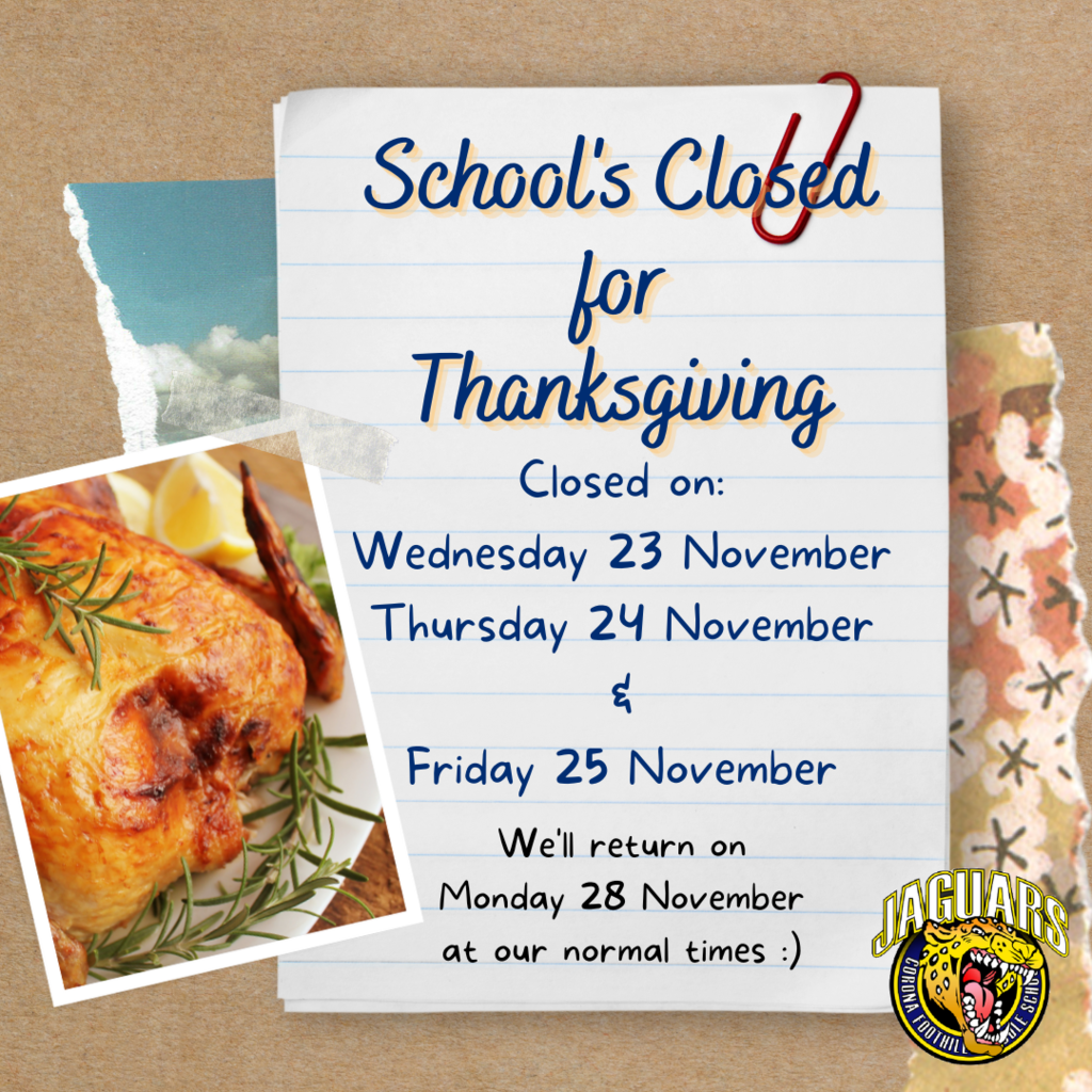Closed Wed, Thur, & Fri for Thanksgiving