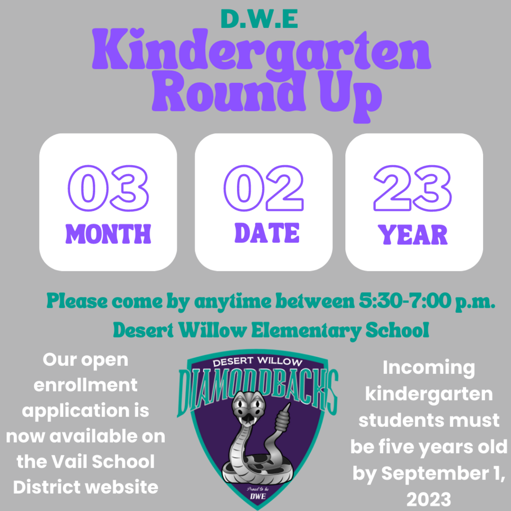 Kindergarten Round Up Thursday 3/2/23