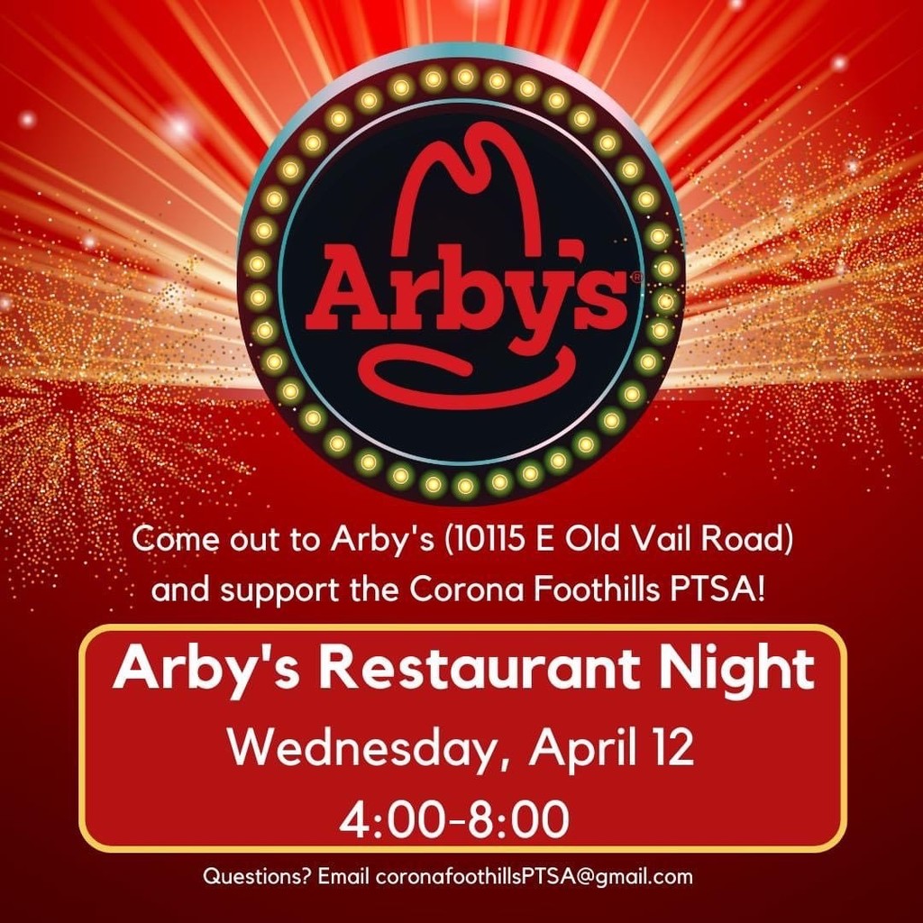 Arby's Night - Wednesday 12 April 4pm-8pm